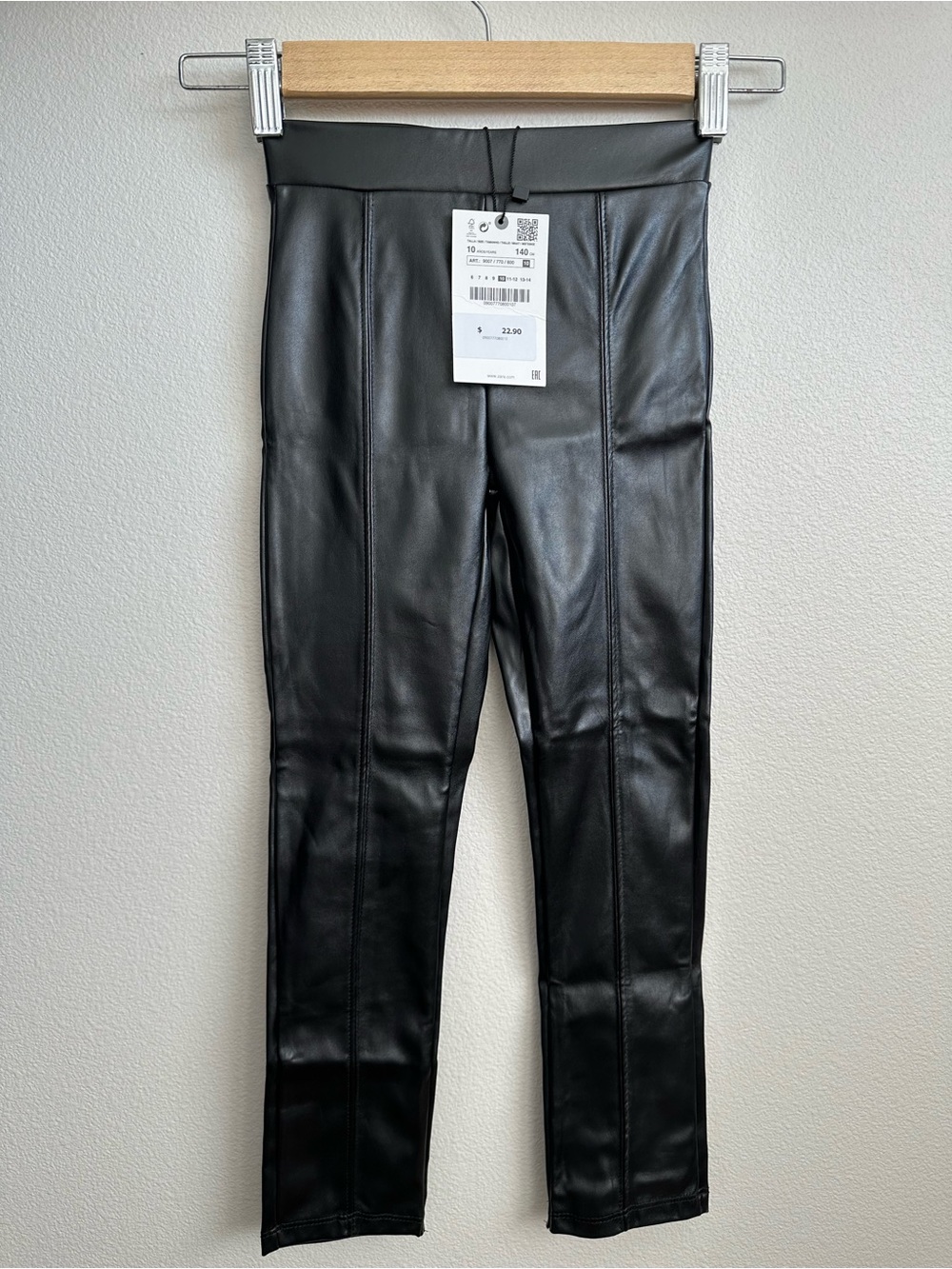 Zara Black Faux Leather Kids Leggings